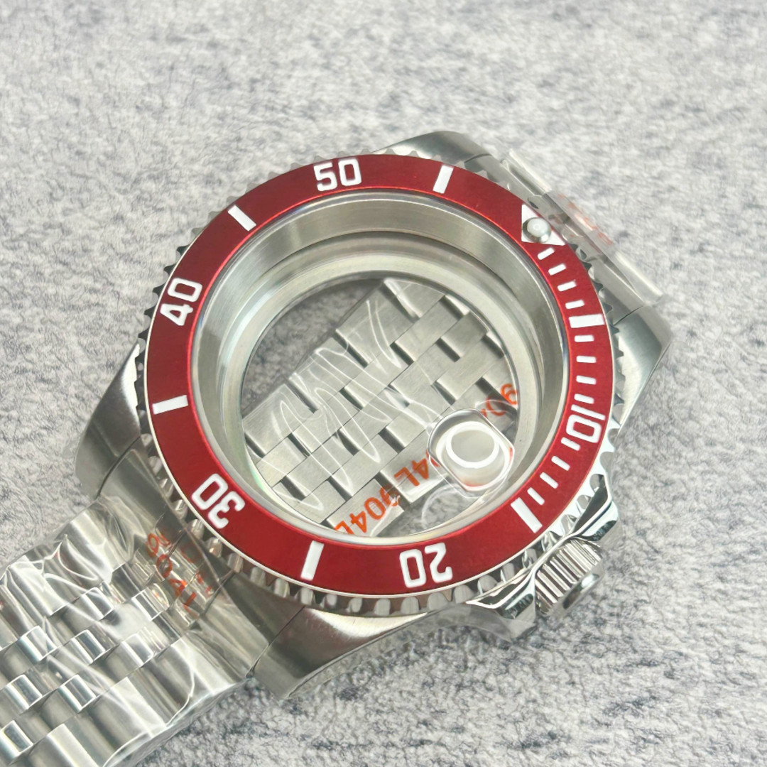40mm Watch Case Sapphire Glass 20ATM 120 Clicks Red Bezel Fit NH34 NH35 NH36 Mod