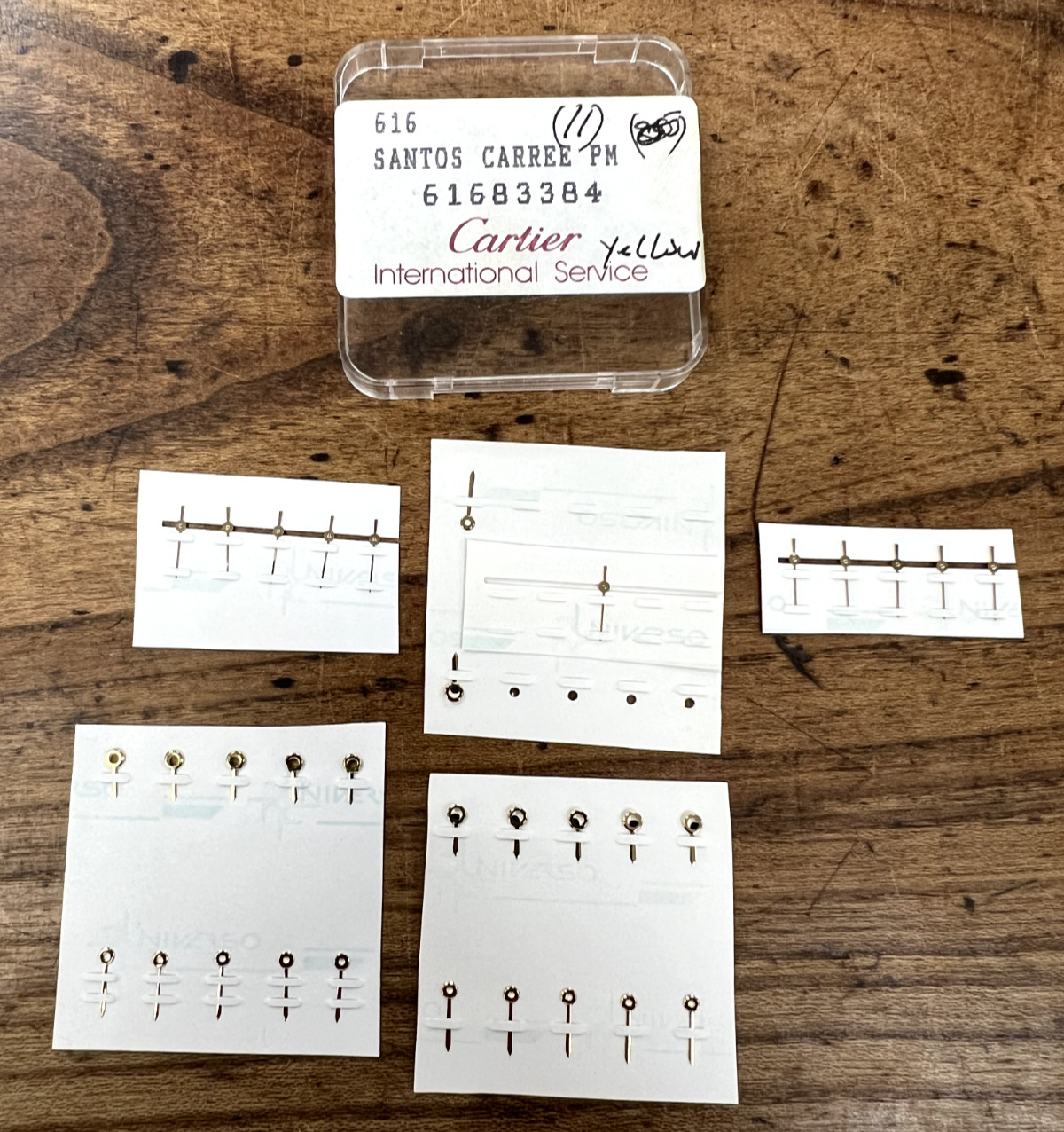Genuine New Cartier Santos Carree PM Gold Three Hand Set Part# 61683384