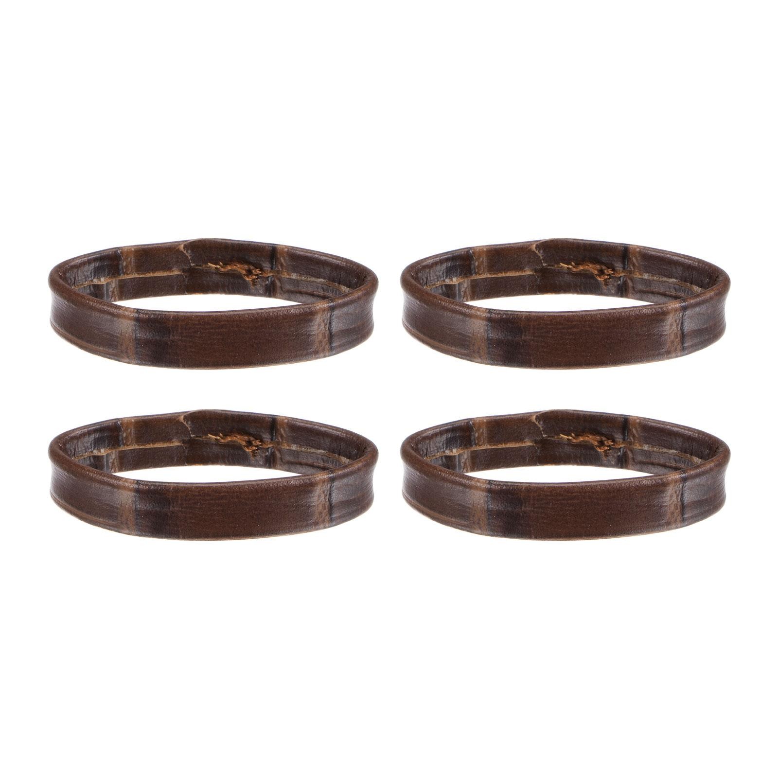 4Pcs PU Leather Loops Retaining Ring for 26mm Width Watch Band Dark Brown