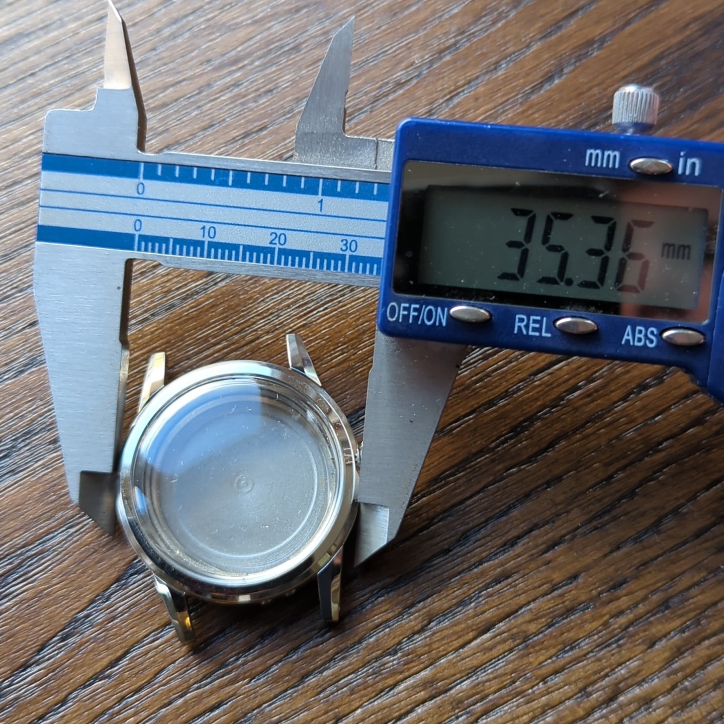 Swiss FHF 73 Ajustor Watch Case, 35mm, All Steel New Old Stock Parts (WT)