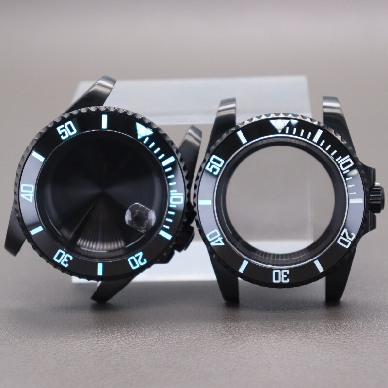 40mm black Watch Case 3C Luminous Ceramic For Seiko Nh35 36 Movement 28.5mm Dial