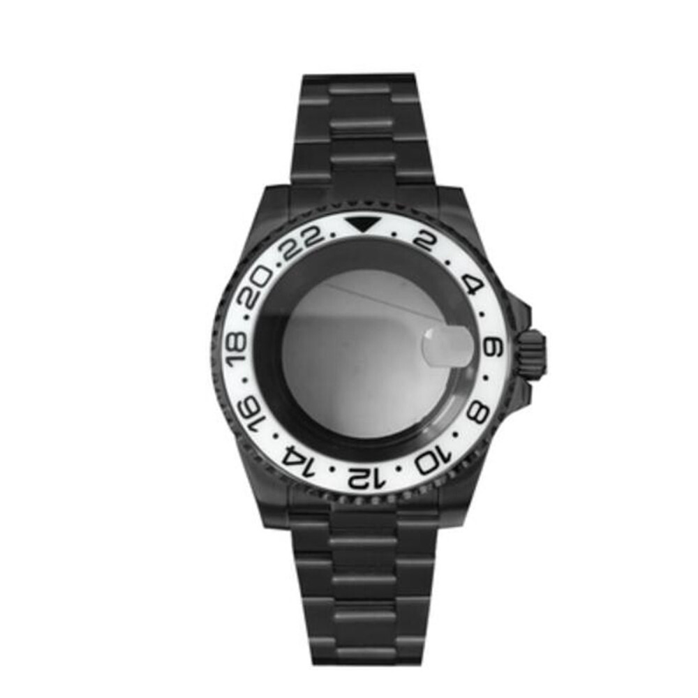 PVD Black SUB Watch Case+Strap 40mm Sapphire Glass 5ATM Waterproof for NH35/NH36