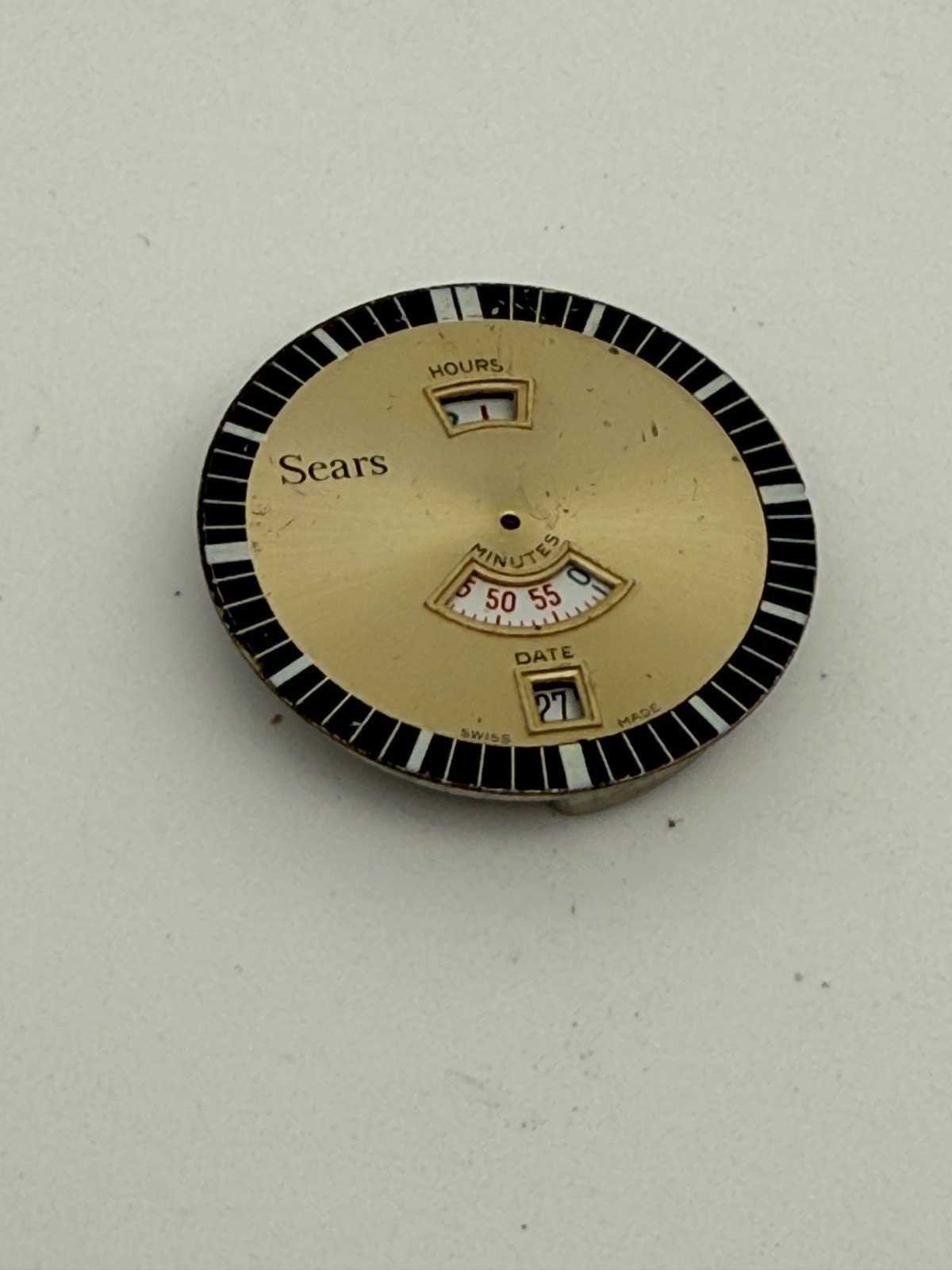 Vintage Sears Jump Hour EB 8800 Swiss Movement & Dial For Parts or Repair