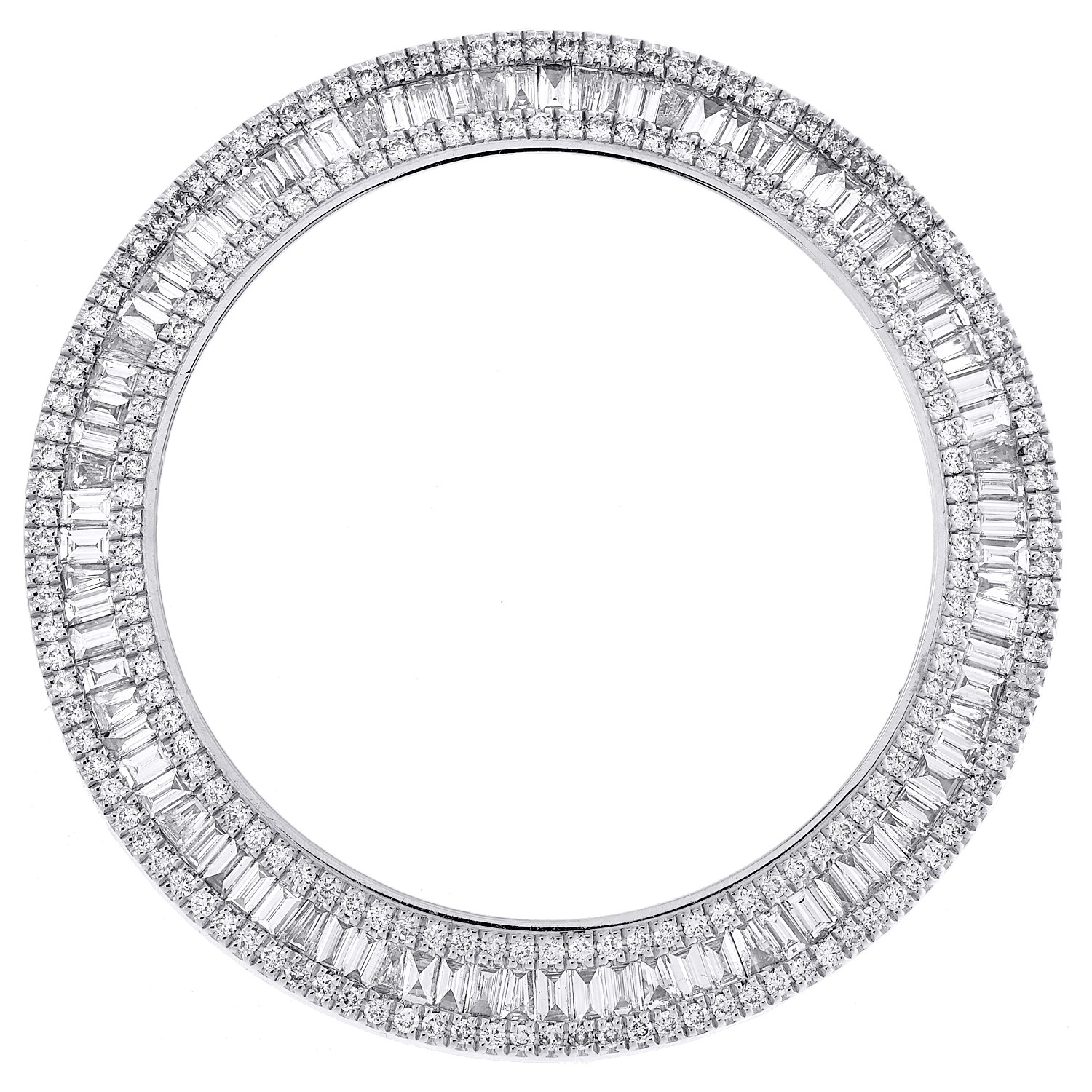 Custom 3 Row Baguette Diamond Bezel For Rolex DateJust Fits 36mm Watch 3.25 CT.