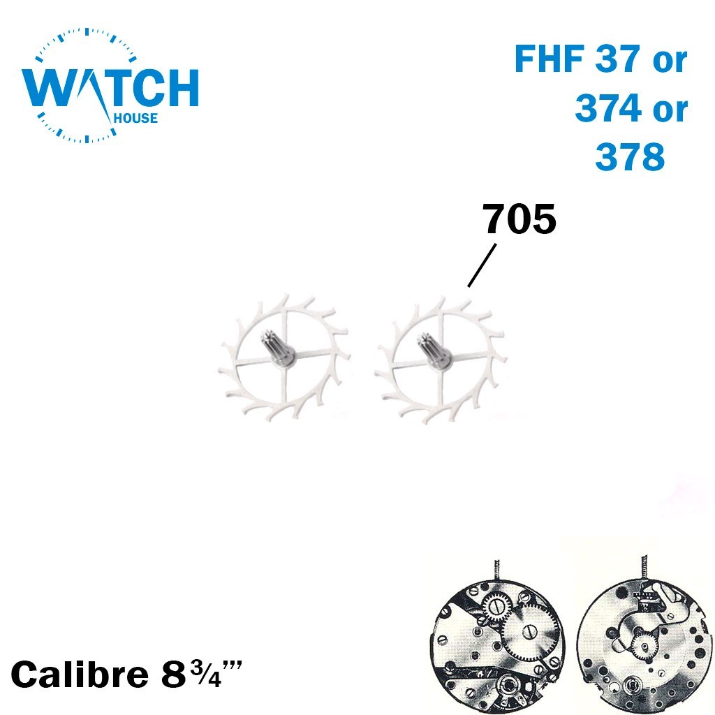 2 PCS Escape wheel and pinion straight pivots-Movement FHF 37 Swiss Part No.705