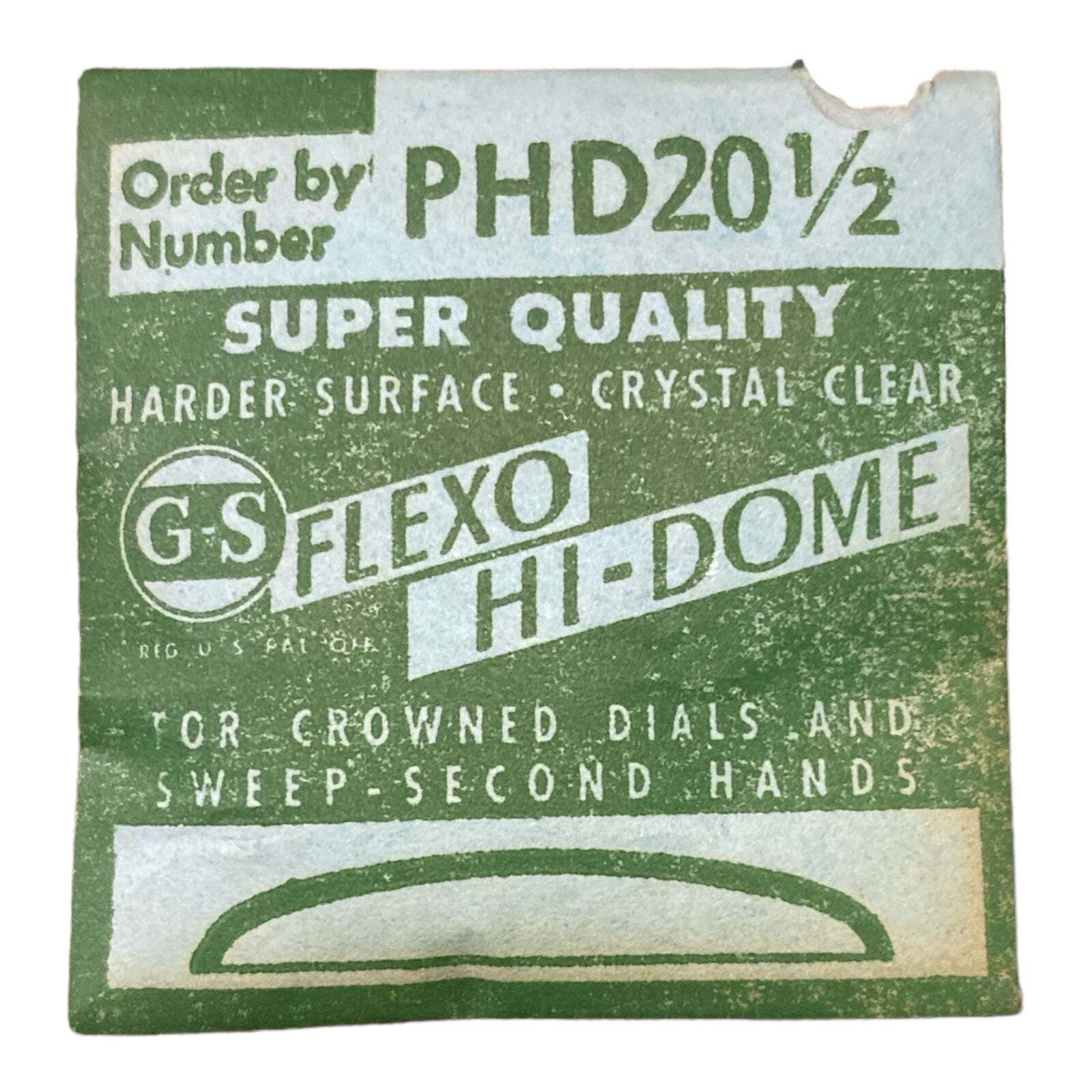 Germanow-Simon Mach (GS) PHD20 1/2 Watch Crystal NOS Part Flexo Hi-Dome