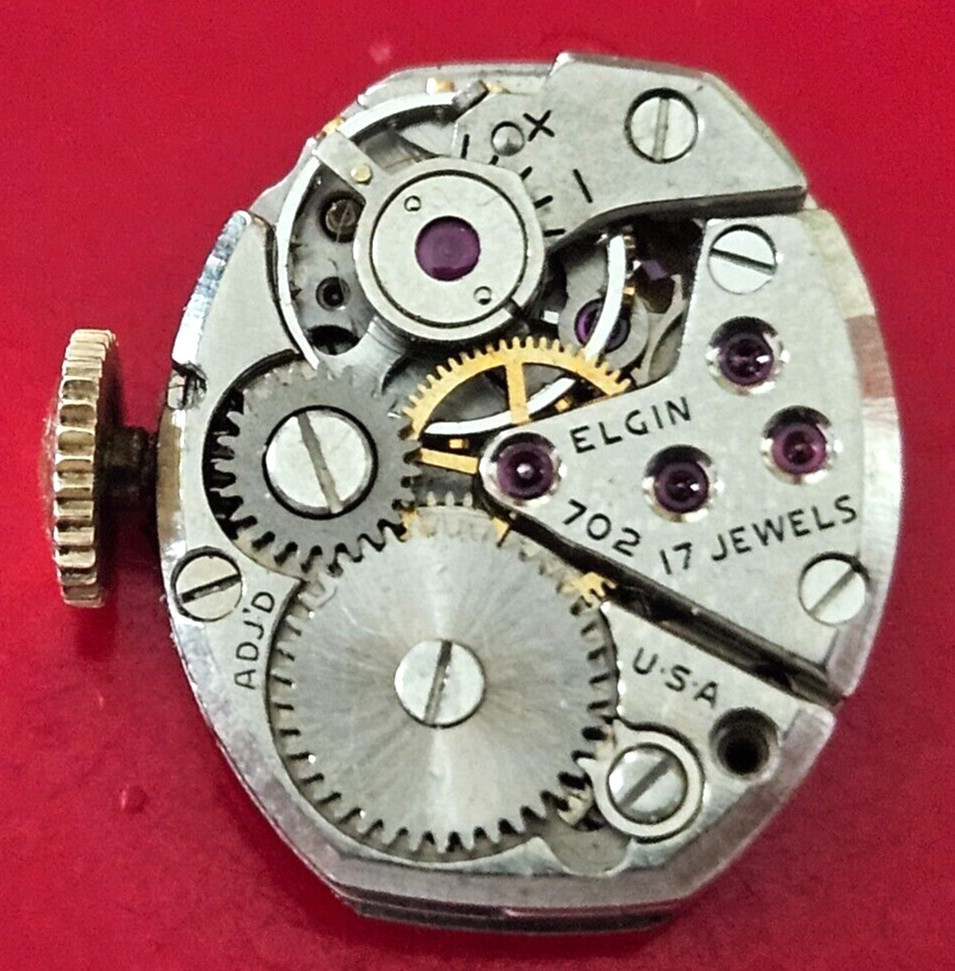 ELGIN 702 17J USA WATCH MOVEMENT (BALANCE RUNS WITH ROTATION) LOT325