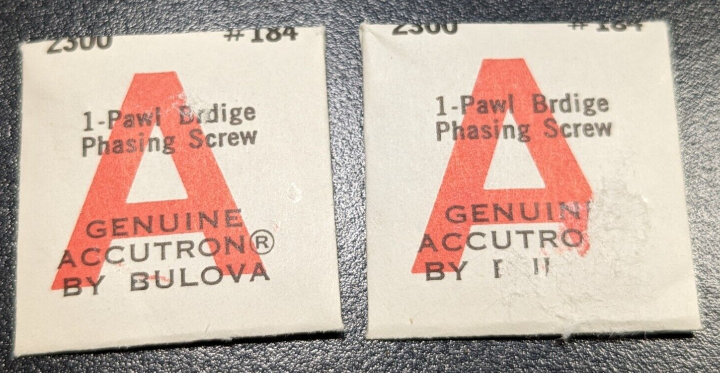 Lot of 2 Vintage Genuine Bulova Accutron 2300 PN# 184 Pawl Bridge Phasing Screw