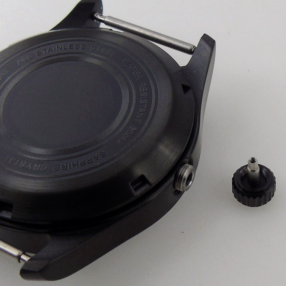 39mm Black PVD Sapphire Glass Watch Case Fit Japan NH35 NH36 (Case+dial+hand)