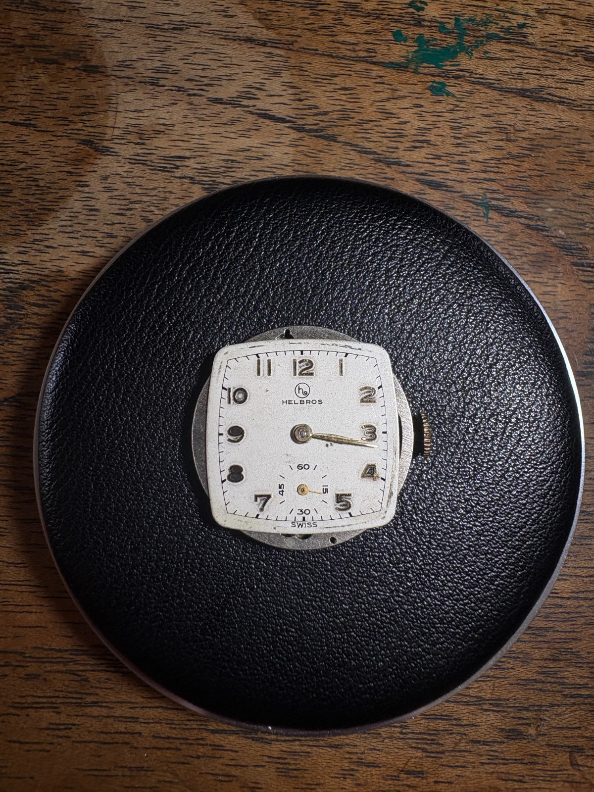 Helbros 15 Jewels Watch Movement, Beautiful Dial, Not Running