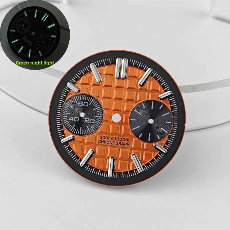30mm Farmhouse Oak Watch Dial Green Luminous for VK64 Movement Parts Waterproof