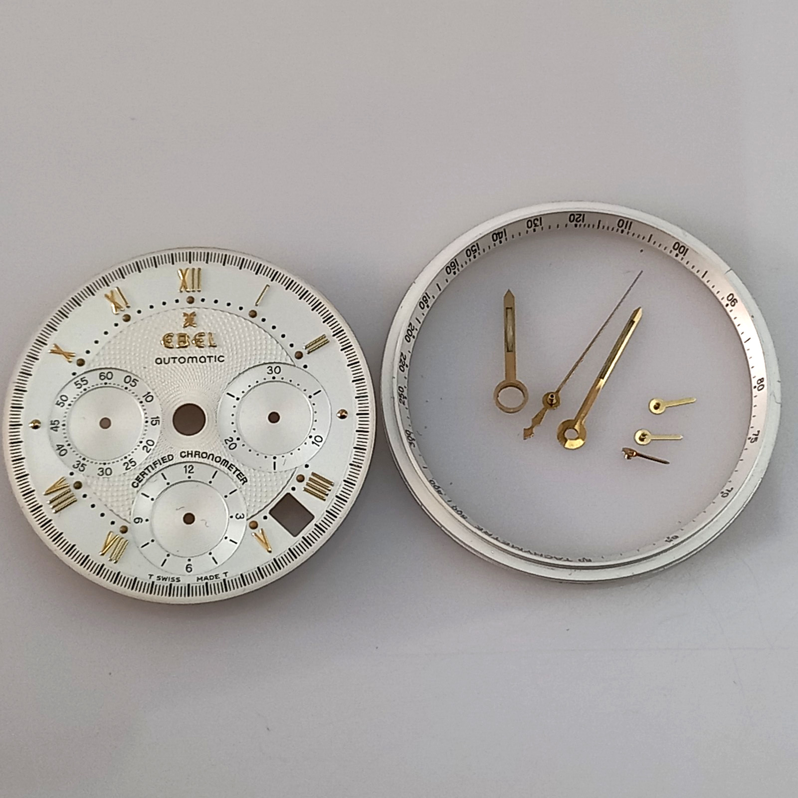 MINT COND DIAL HANDS & TACHYMETRE FOR EBEL LE MODULOR 1911 CHRONOGRAPH CAL 137