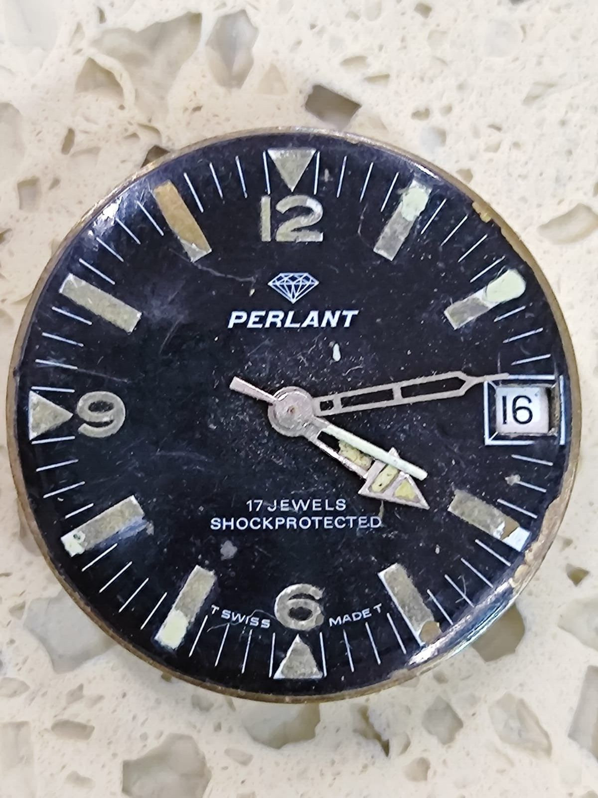 Perlant Swiss Movement Diver Black Dial Cal FHF 96-4 Not Work Good balance –