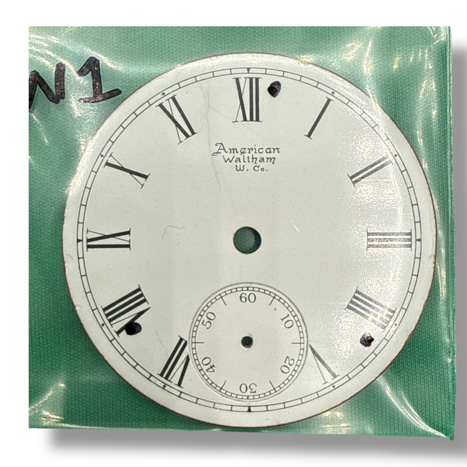 Waltham Pocket Watch Dial 18s 45.4 mm Roman Single Sunk 11.8 VTG W1 Read!
