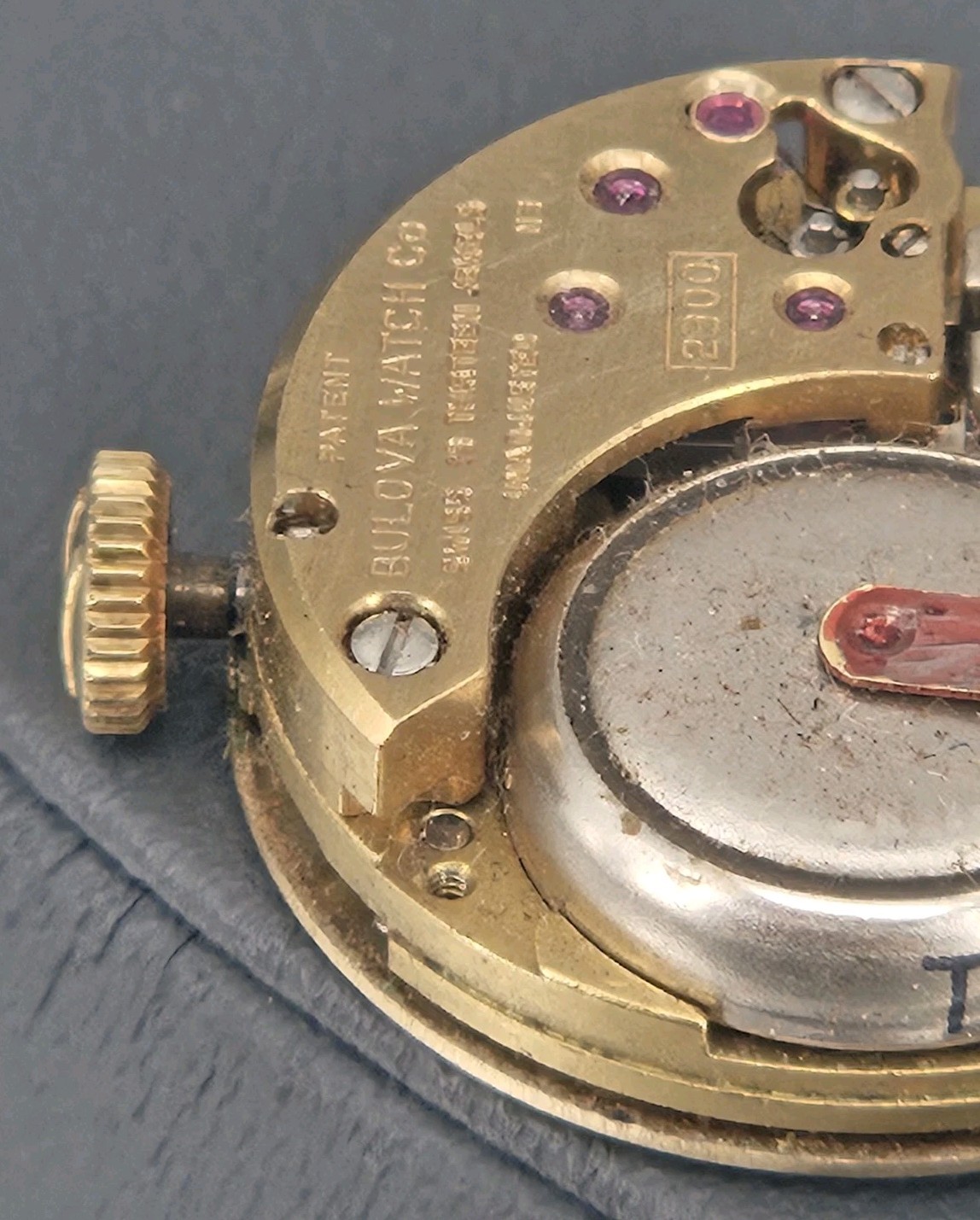 Bulova Accutron Cal. 2300 Tuning Fork watch movement, Dial, & Winder For Repair