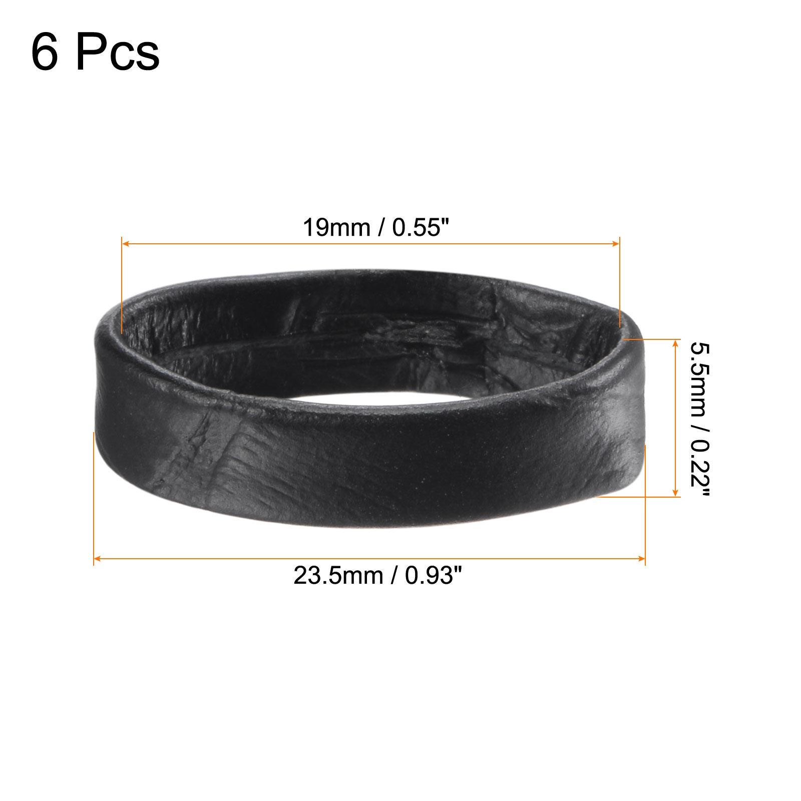 6 Pcs PU Leather Loops Retaining Ring for 19mm Width Watch Band, Black