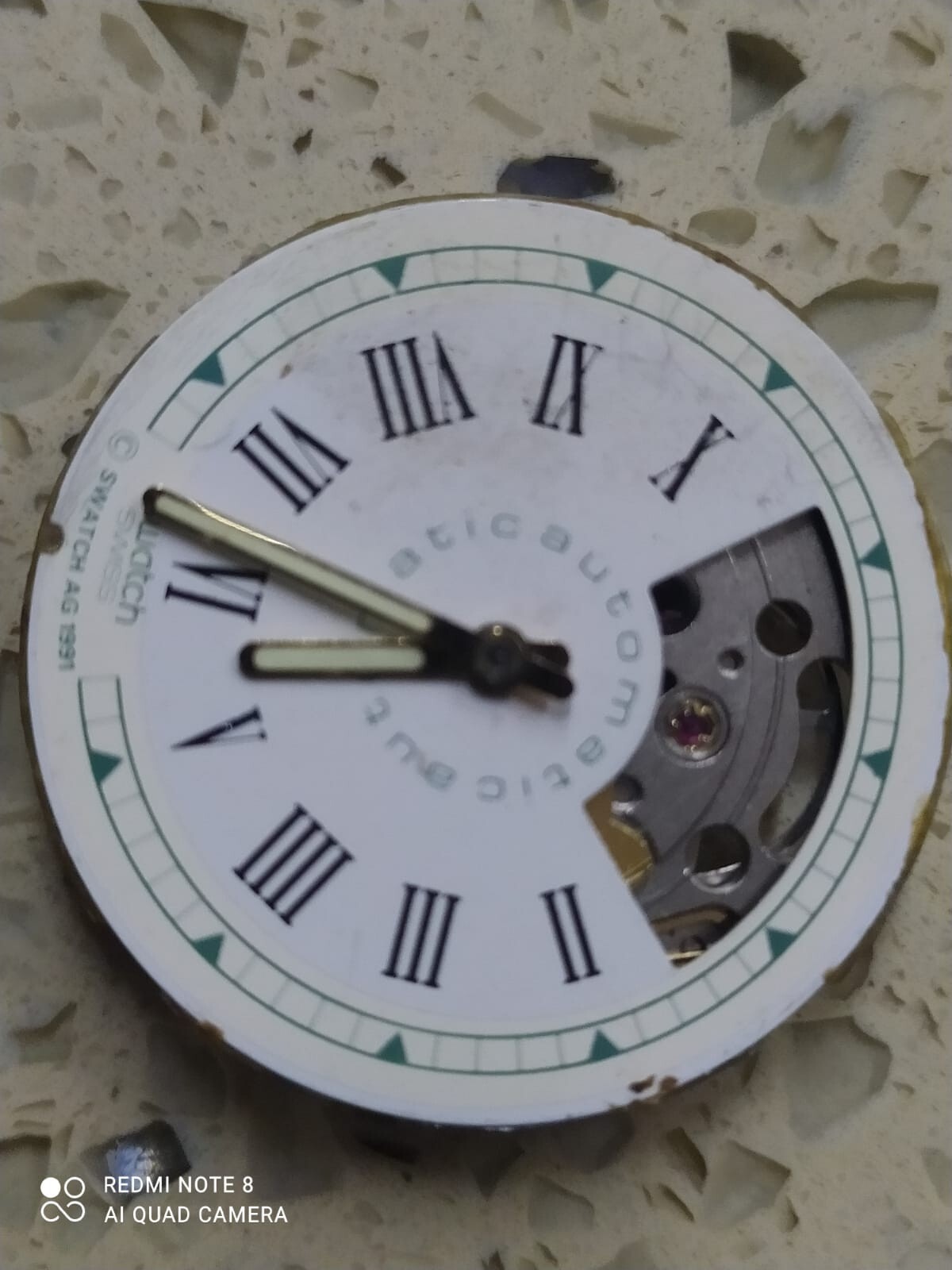 ETA-2840 Automatic With Dial Incomplete Movement FOR PARTS ONLY