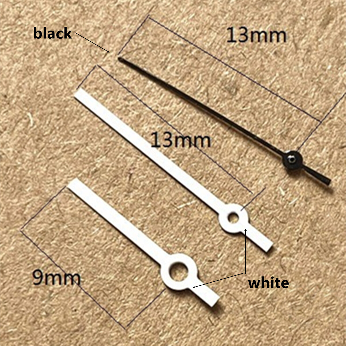 13mm White+Black Painted No Lume Watch Hands Set for Ronda 515 Quartz Movement