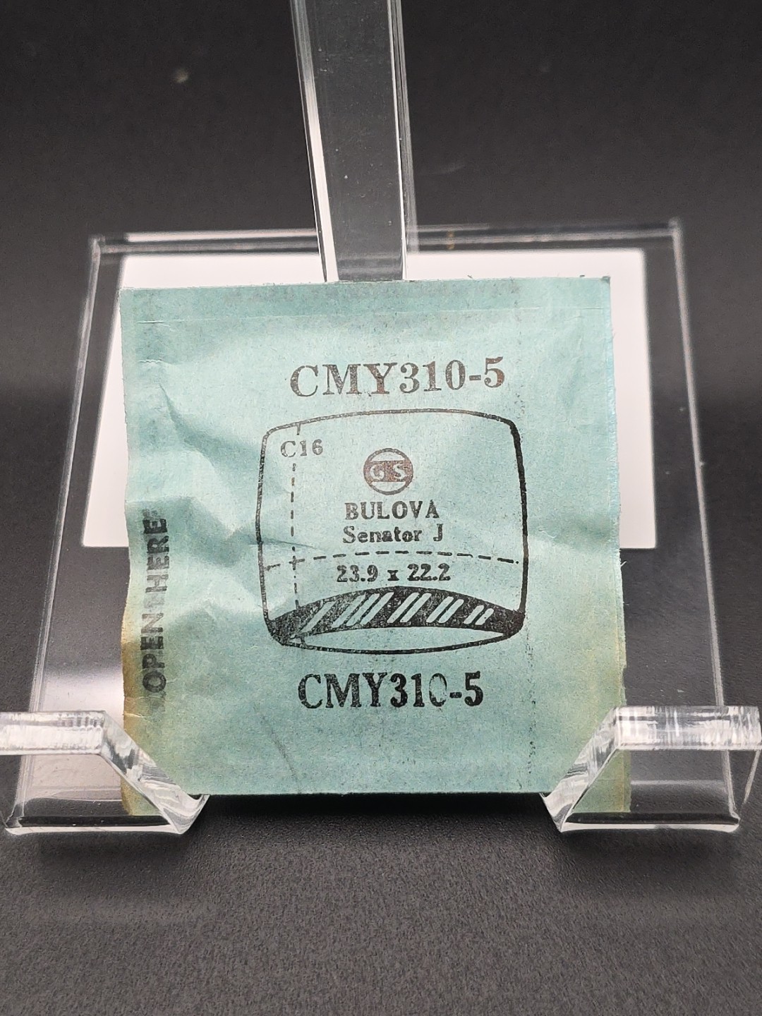 G-S Watch Crystal CMY310-5 Bulova Senator J 23.9X22.2