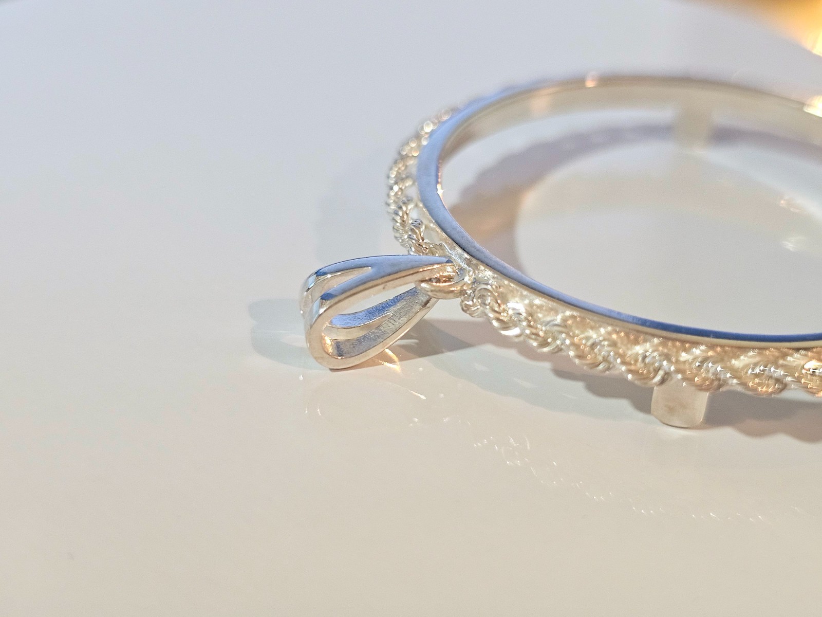 925 Sterling Silver Rope Edge Bezel for 38mm 1 Dollar Coins
