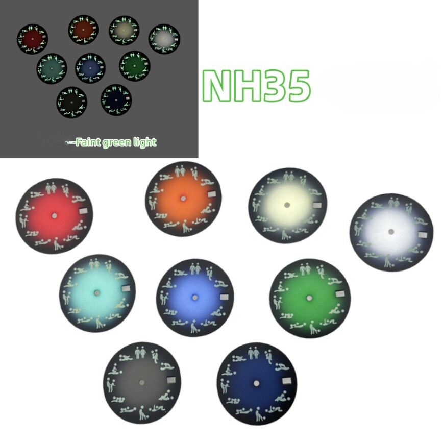NH35 Dial 28.5mm Green Luminous Dial for NH35 NH36 Movement watch dial