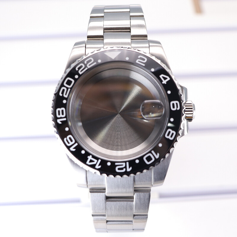 40mm GMT mod watch cases nh35 strap Sapphire Glass stainless steel Spiral crown