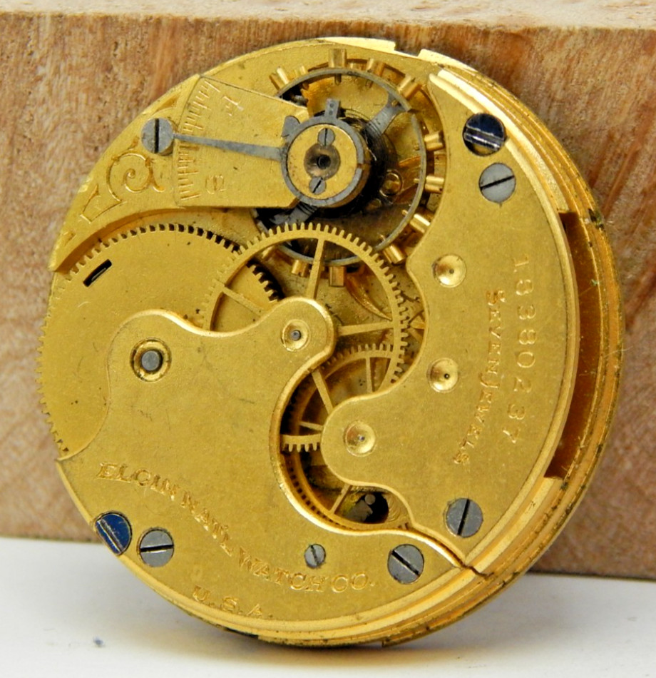 Antique 1915 Elgin 289 6 size 7 jewel hunting pocket watch movement with dial