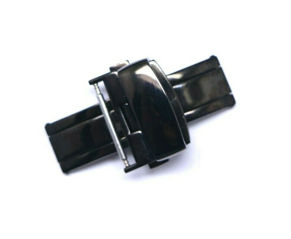 1 – 5 Pcs 16mm Black Tone Polished Push Button Deployment Buckle