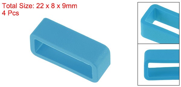 Watch Band Strap Loops Silicone for 18mm Width Watch Band, Turquoise Blue 4 Pcs