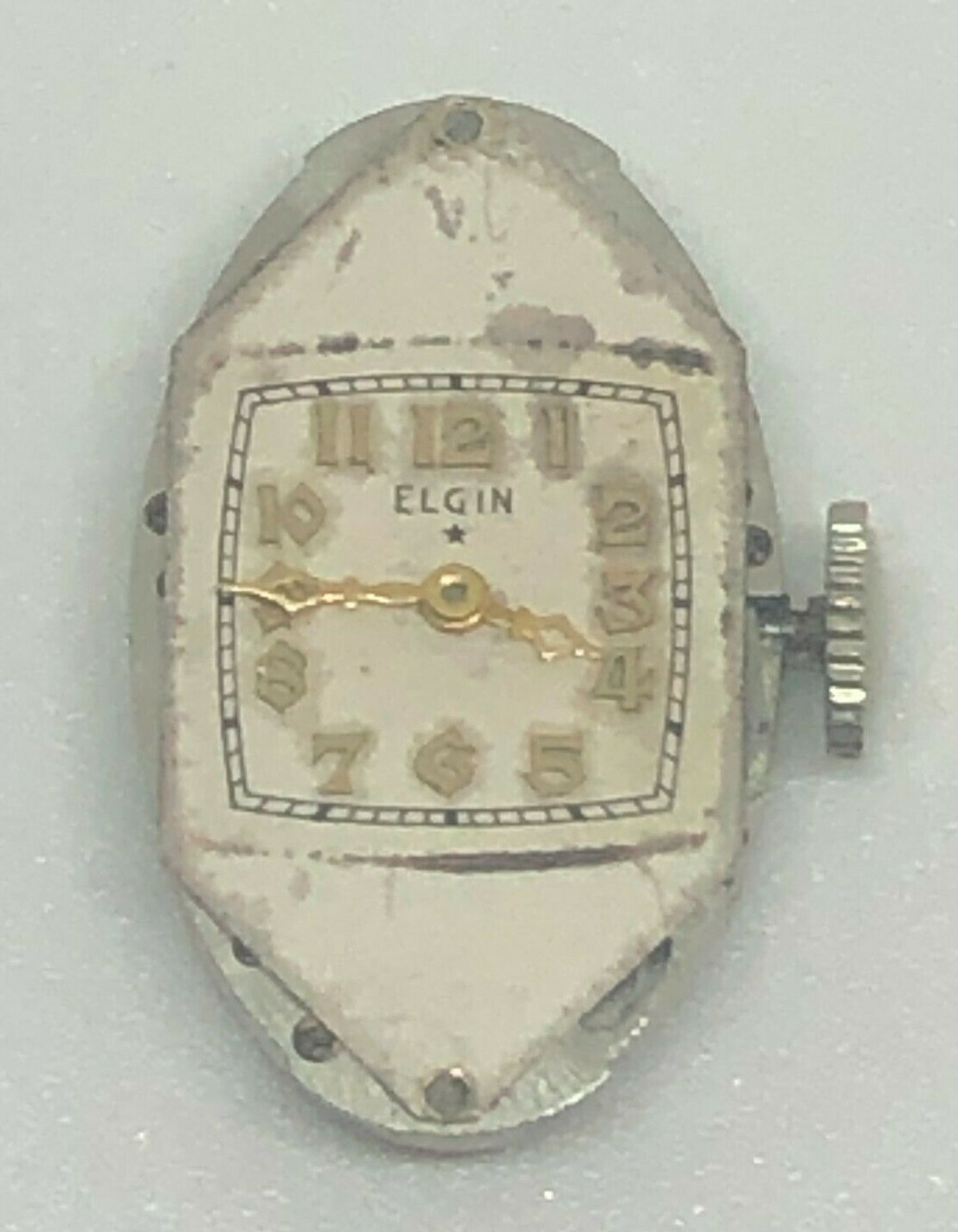 Elgin Movement 17 Jewels White Dial Gold Markers Gold Hands Original Steel Crown