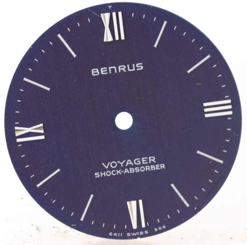 BENRUS VOYAGER SWISS DARK BLUE NOS WRIST WATCH DIAL 27.4mm, 6411 565 (NB)