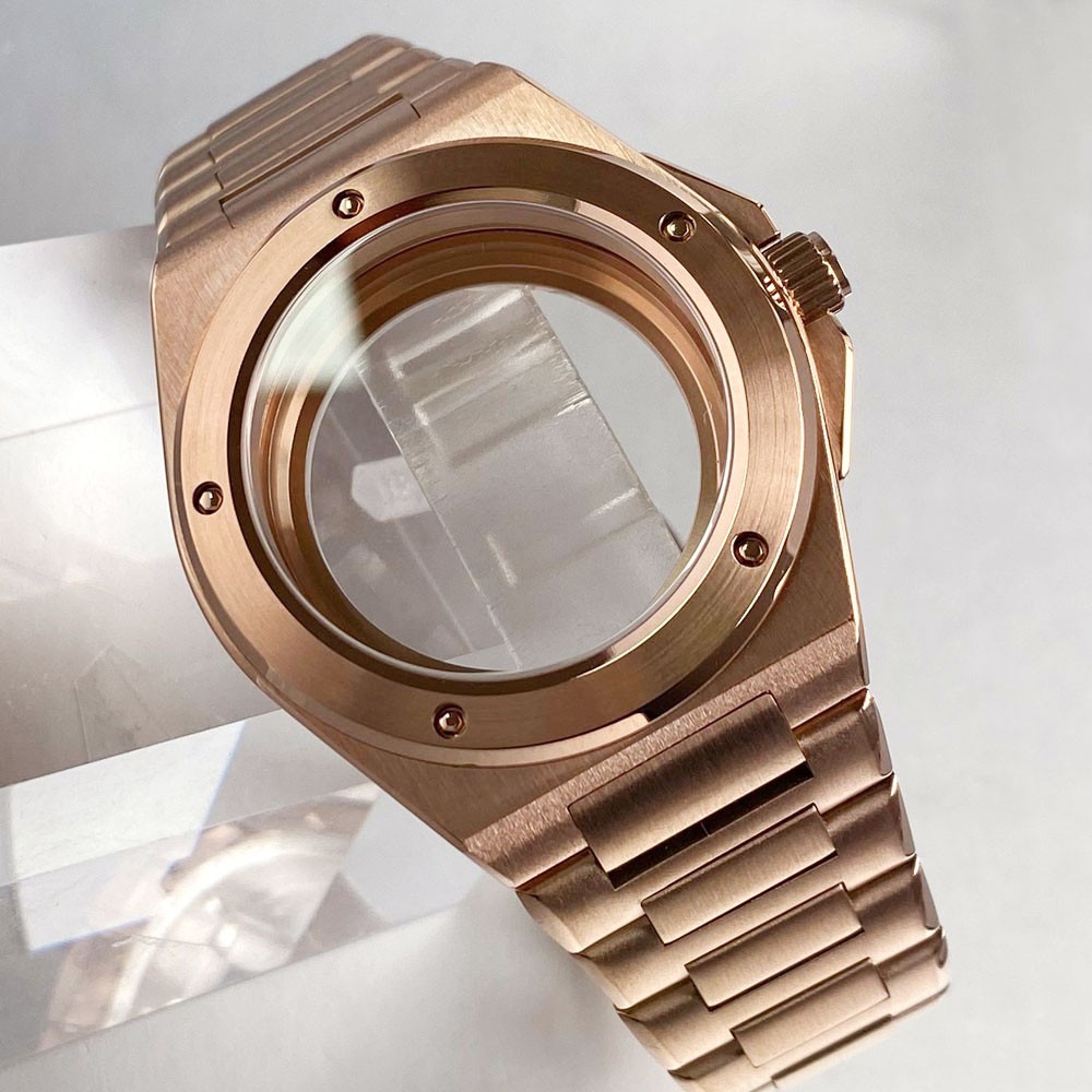 Rose golden 40mm Sapphire glass Watch Case Fit NH35 NH36 ETA 2824 PT5000 watch