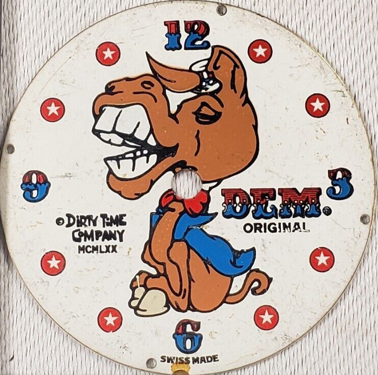 Vintage Democrat Donkey Dirty Time Co. Character Watch Dial for Parts #W083
