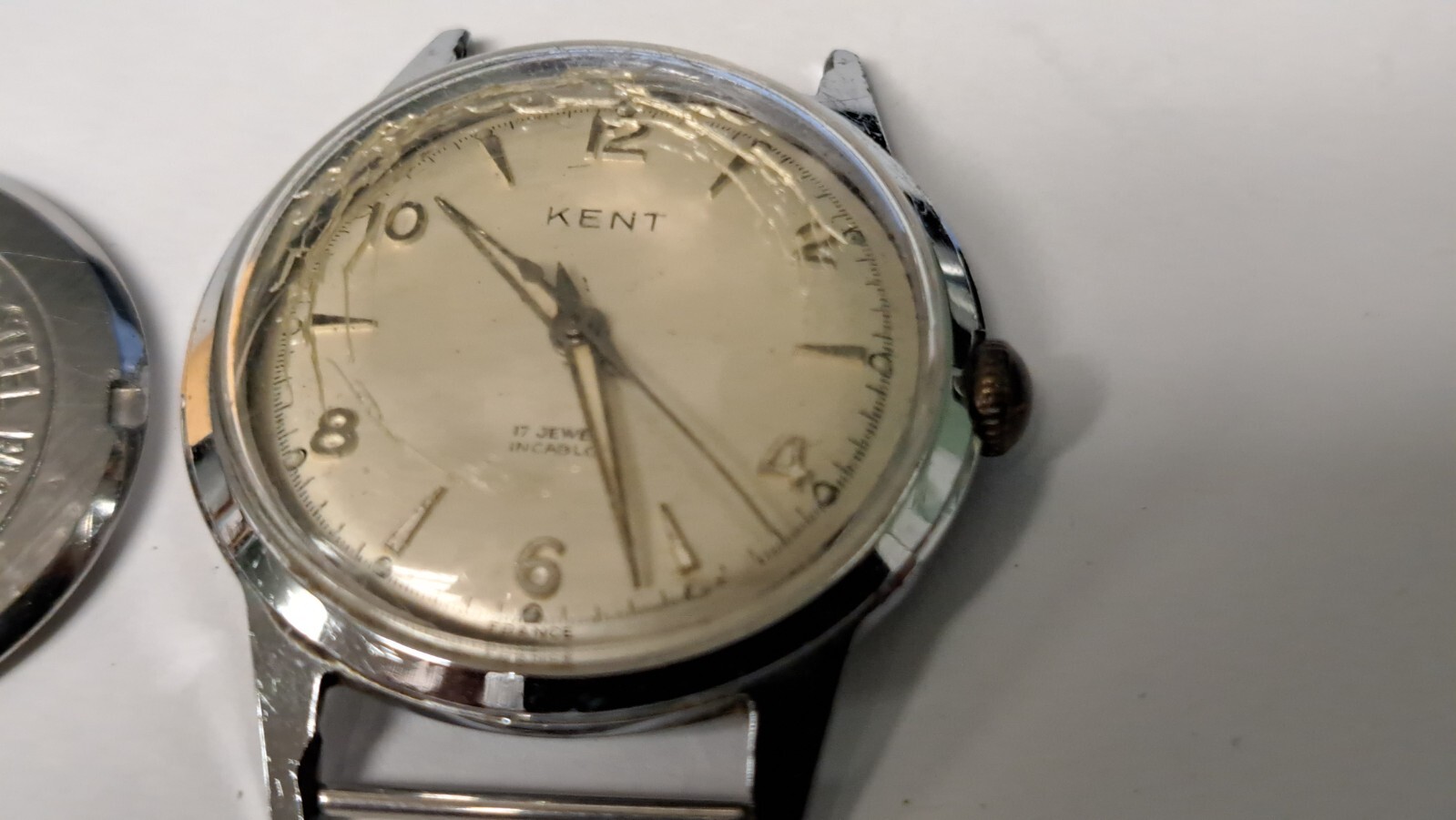 Vintage Kent watch movement winding with dial, runs, 17 rubis/jewels France