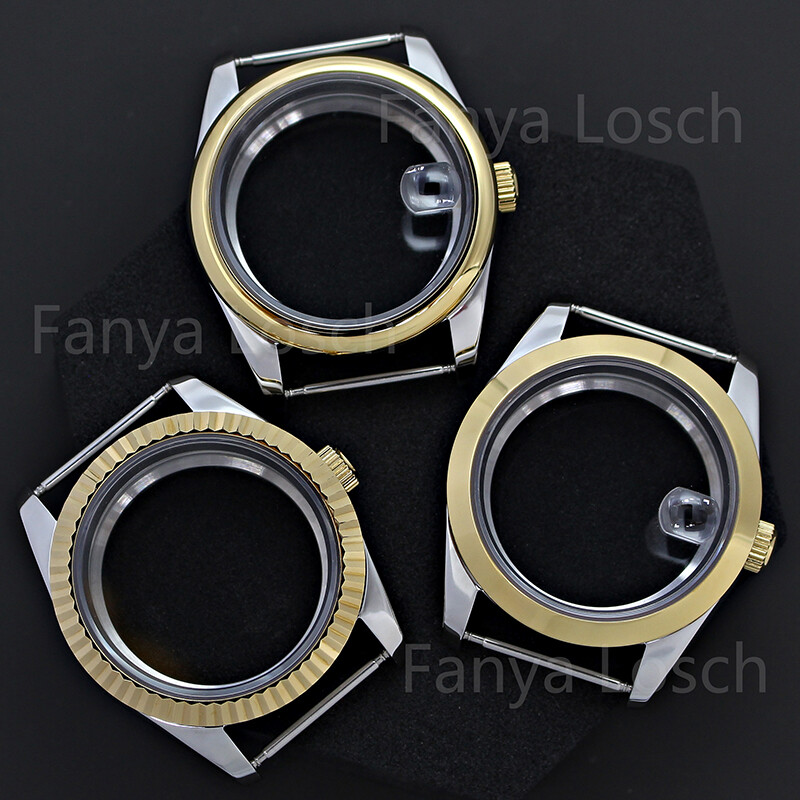 Polished 36mm/40mm Fluted Bezel Watch Case Sapphire Glass For Seiko NH36 NH35