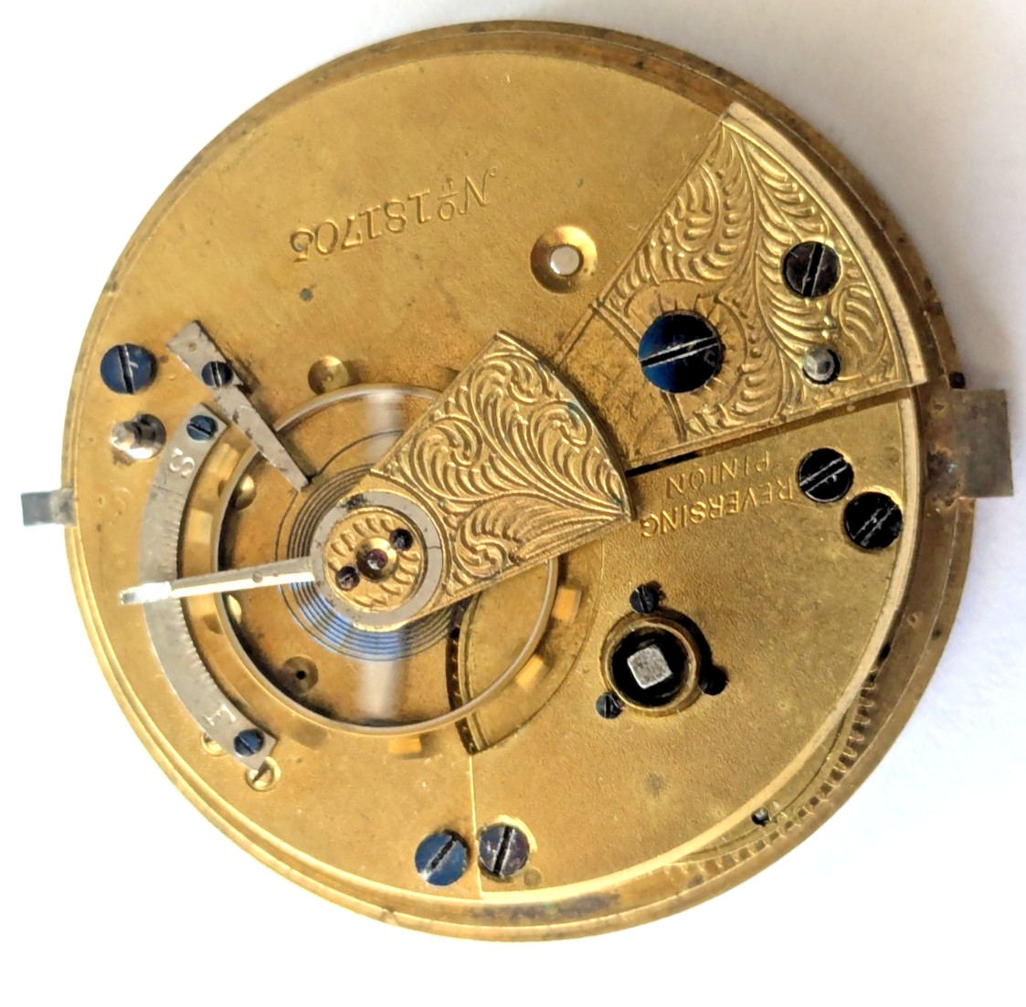 Antique F. Green Coalville English Pocket Watch Movement RUNNING Dial 44.6mm 11