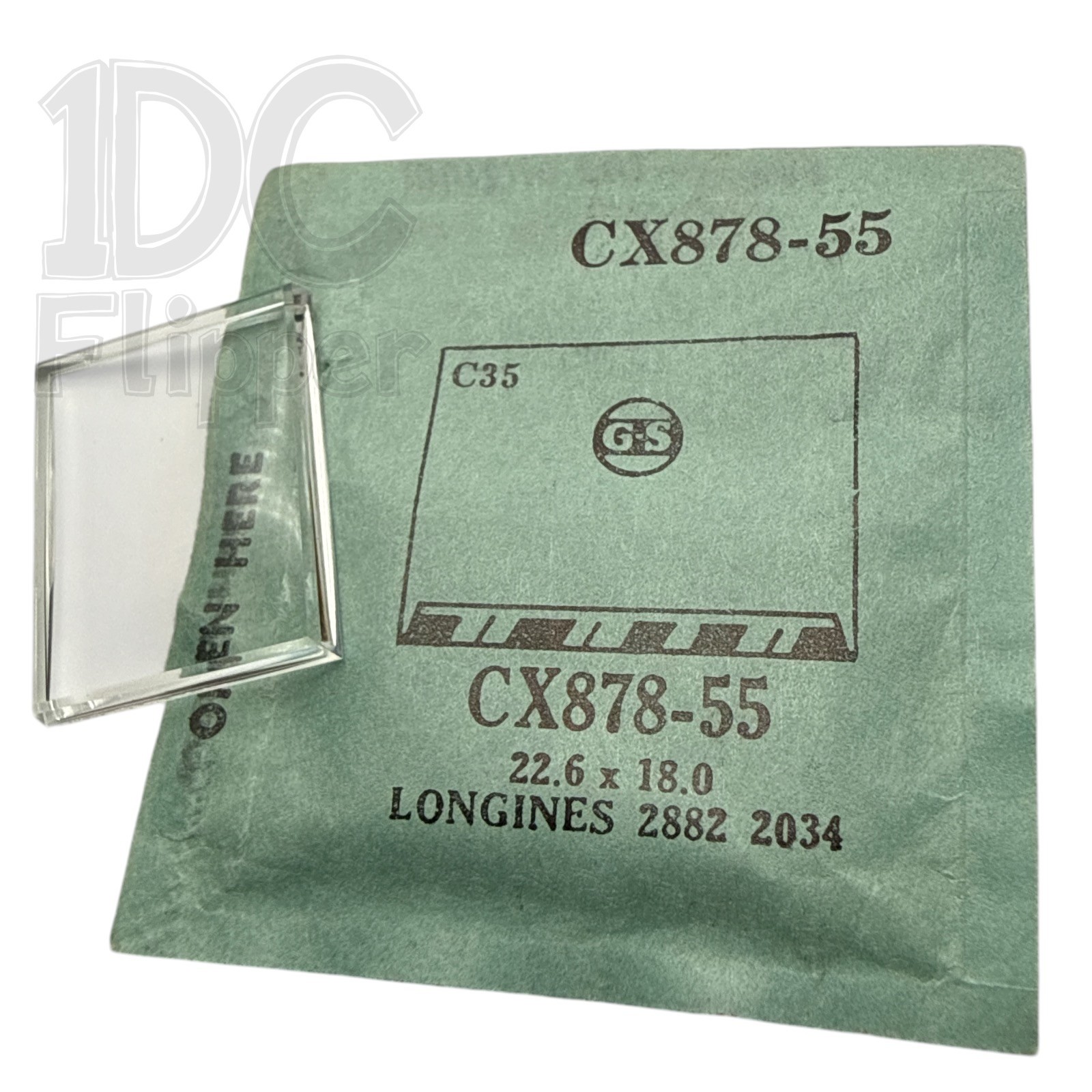 Longines Rectangle Crystal G-S CX878-55 22.6 x 18.0 NOS Fits Case 2882, 2034