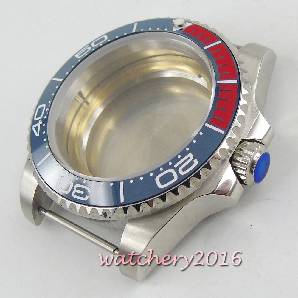 40mm Watch Case Fit Miyota8215 DG2813 ETA2836 Sapphire Crystal Ceramic Bezel