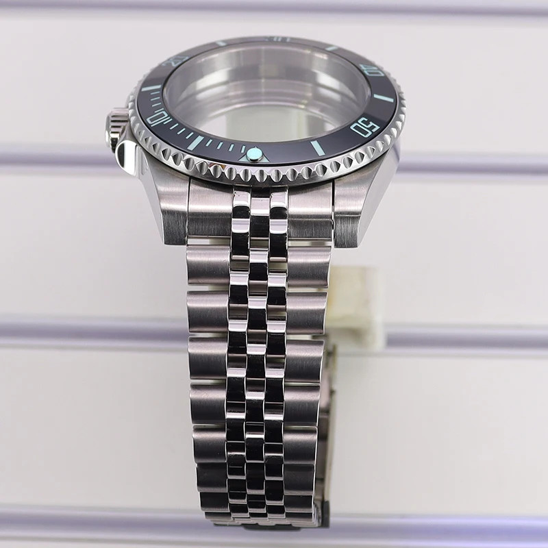 For Nh35 2824Movement 40mm Diver Watch Case Jubilee Strap Luminous Ceramic Bezel