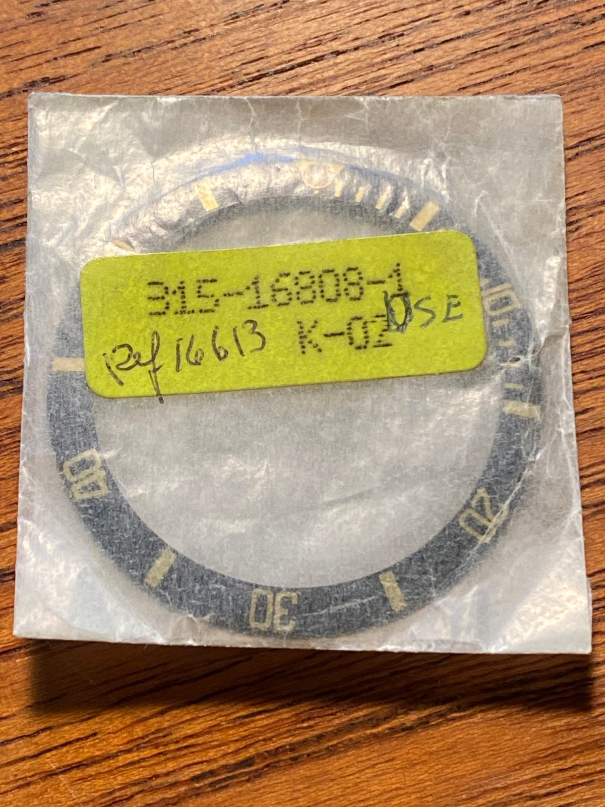Rolex Original 315-16808-1 Submariner 18K 16613 16618 Black Yellow Bezel Insert