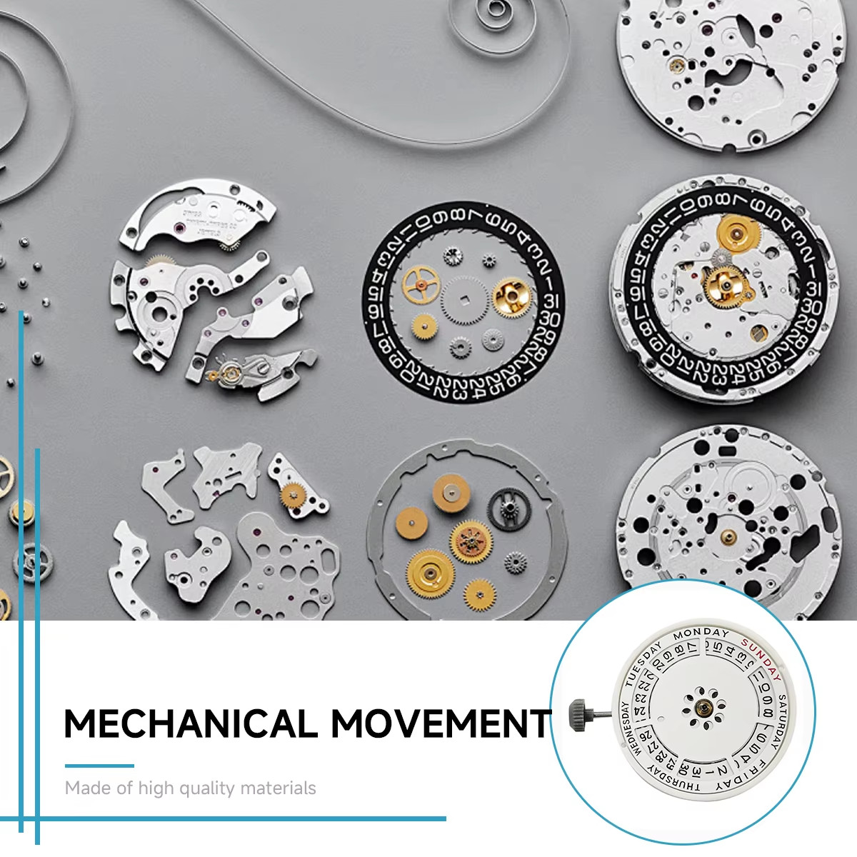 High-Precision 8285 Movement Dual Calendar White Movement 8285 Automatic Mechani