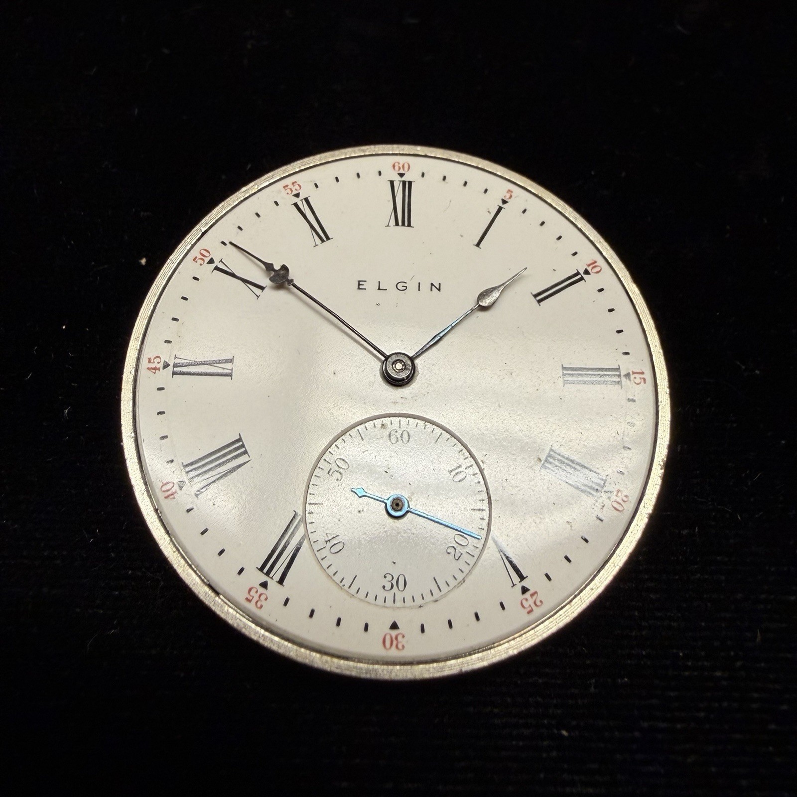 Vintage Elgin Grade 301 12s 7J Pocket Watch Movement & Dial For Parts Or Repair