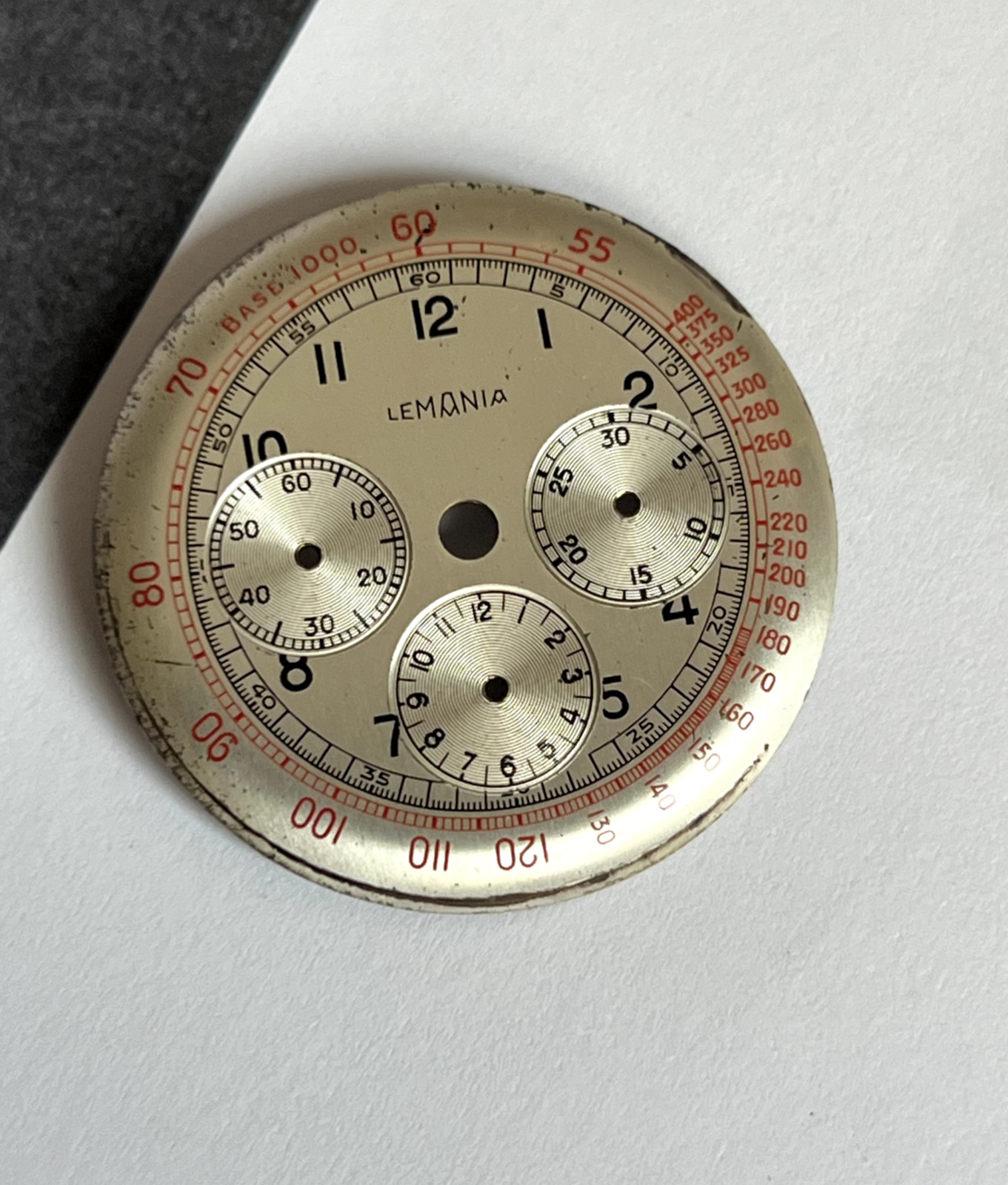 Lemania dial chronograph CH27-C12 Omega 321 three register genuine vintage