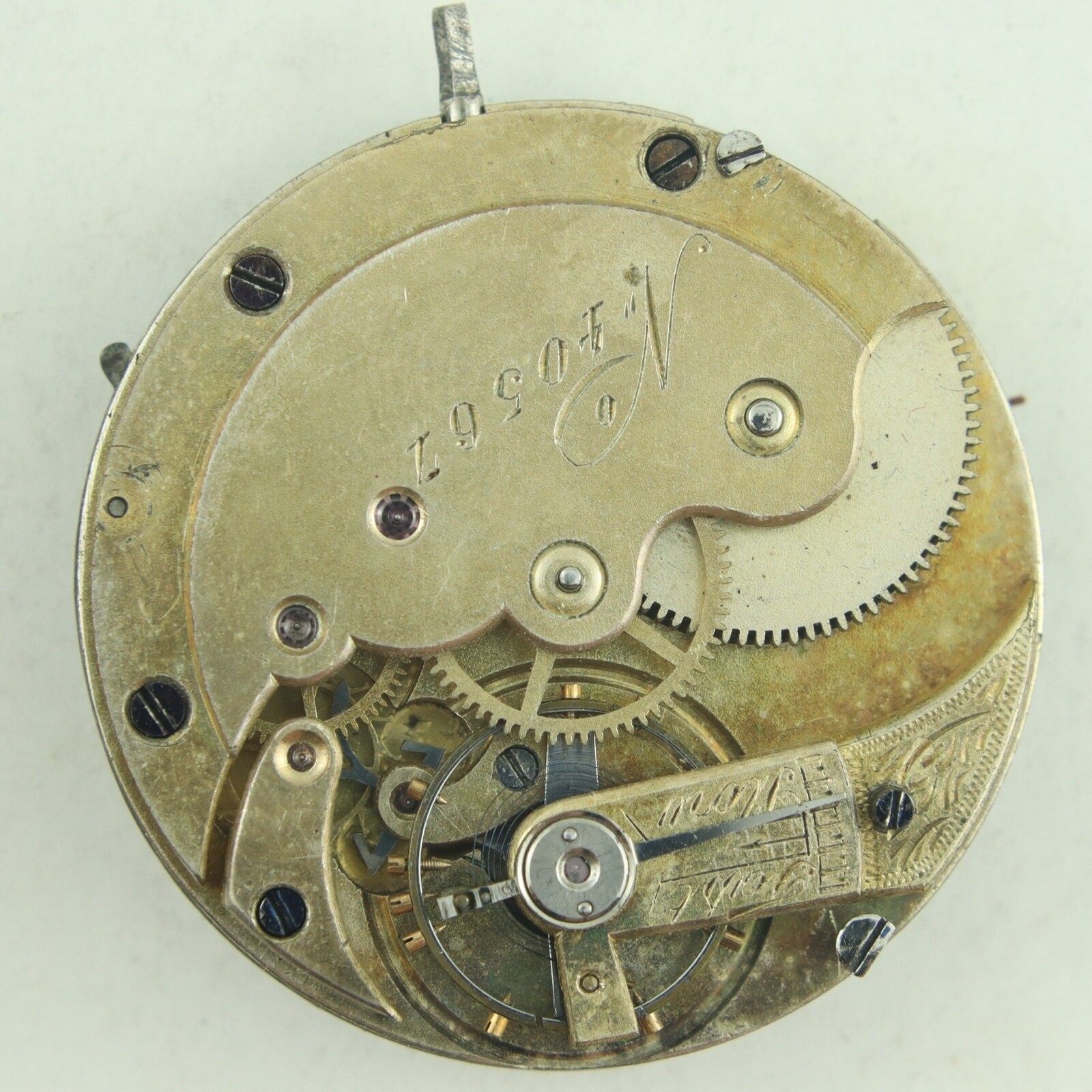 Antique 35.8mm Unbranded Mechanical Hunter Pocket Watch Movement for Parts