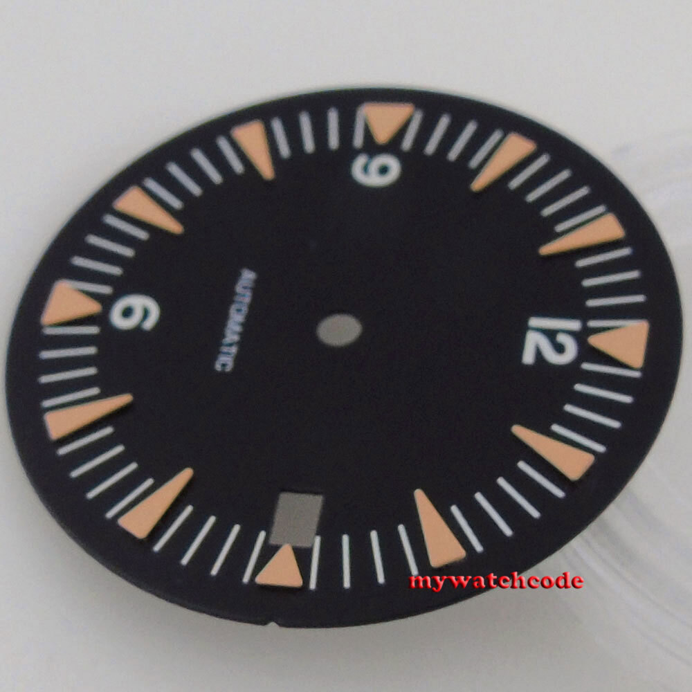 32mm Black Dial Luminous Mark Fit Vintage Japan NH35 NH36 Movement Watch