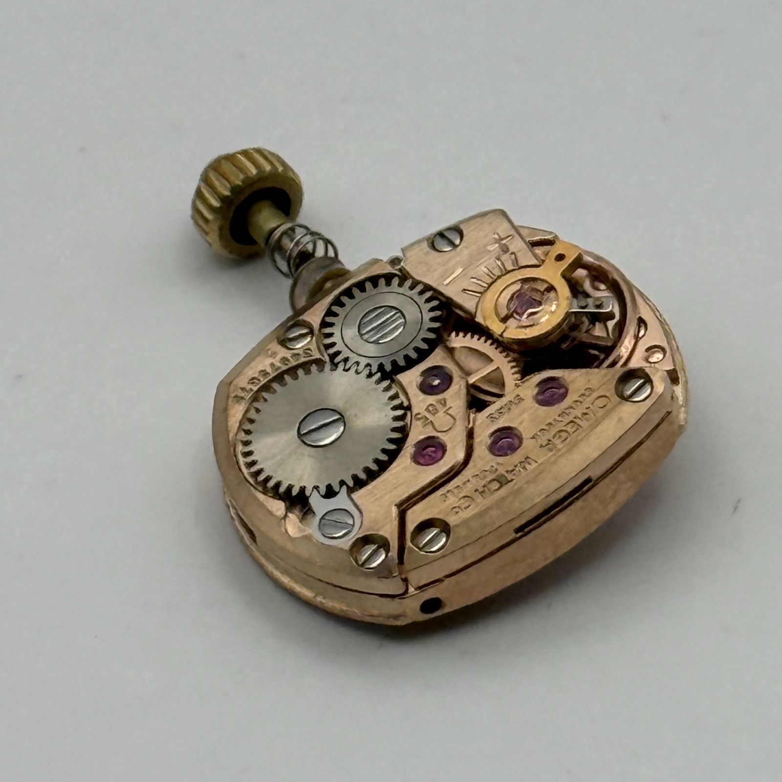 Omega 485 Watch Movement Cabochon Tiger’s Eye Crown Ladies Swiss Parts 15.5mm