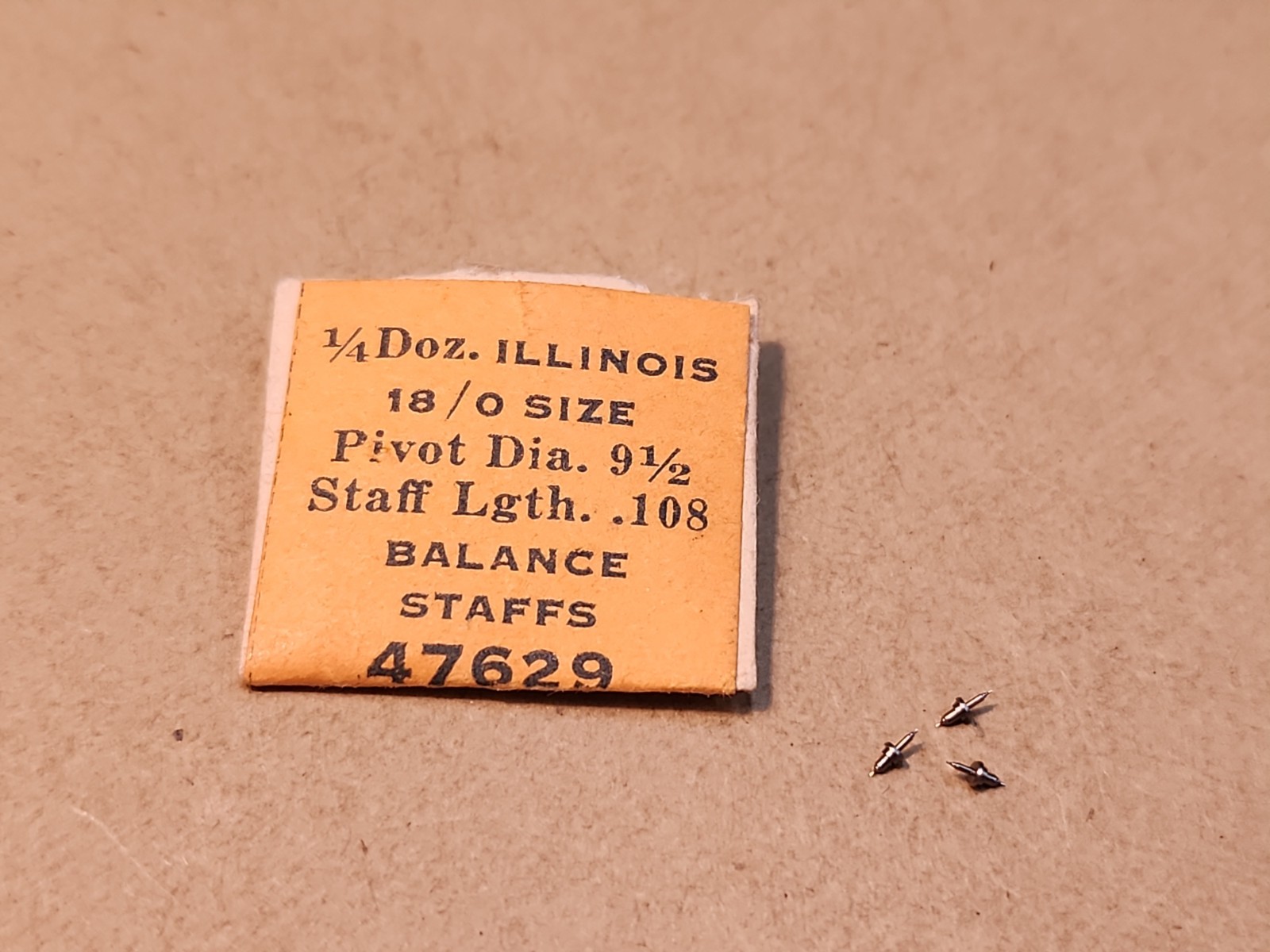 Lot Of 3 NOS Illinois 18/0 47629 Pivot 9-1/2 Balance Staffs Parts Spares Repairs