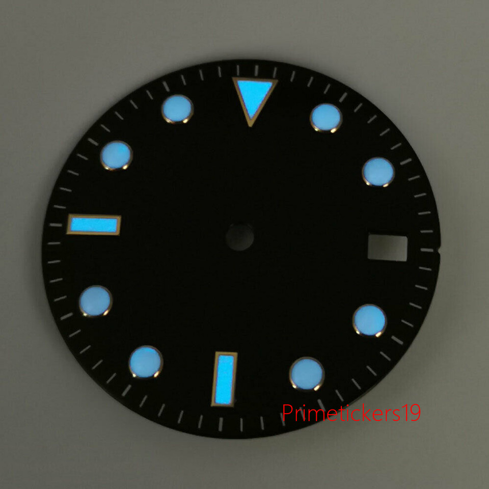 28.5mm Sunburst Watch Dial Face Date Fit NH35/NH35A Automatic Movement Blue Lume