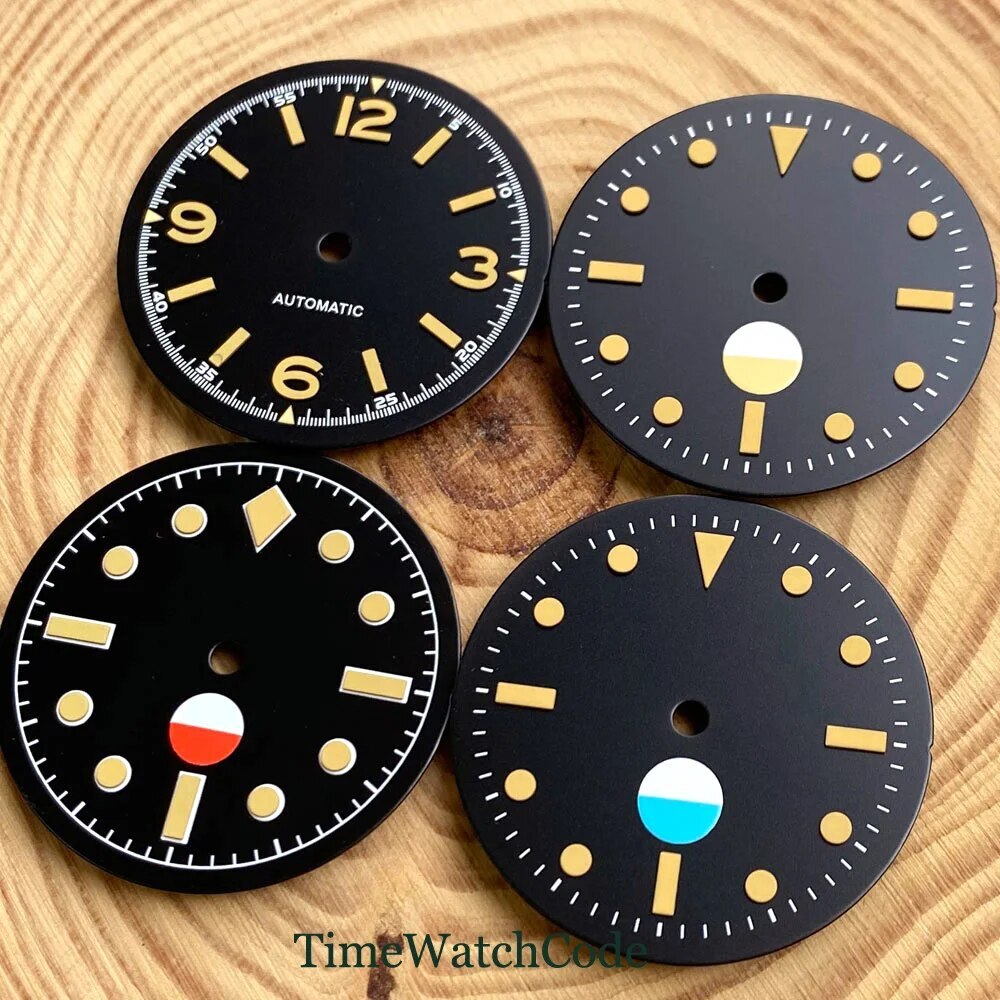 Luminous Black Watch Dial Face 29mm for NH35 NH36 ETA2824 PT5000 SW200 Movement