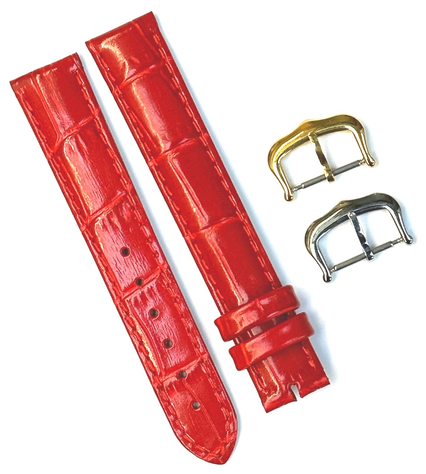 Watch Band For Cartier Tank Antique Alligator Grain Size 18x16mm Red Color